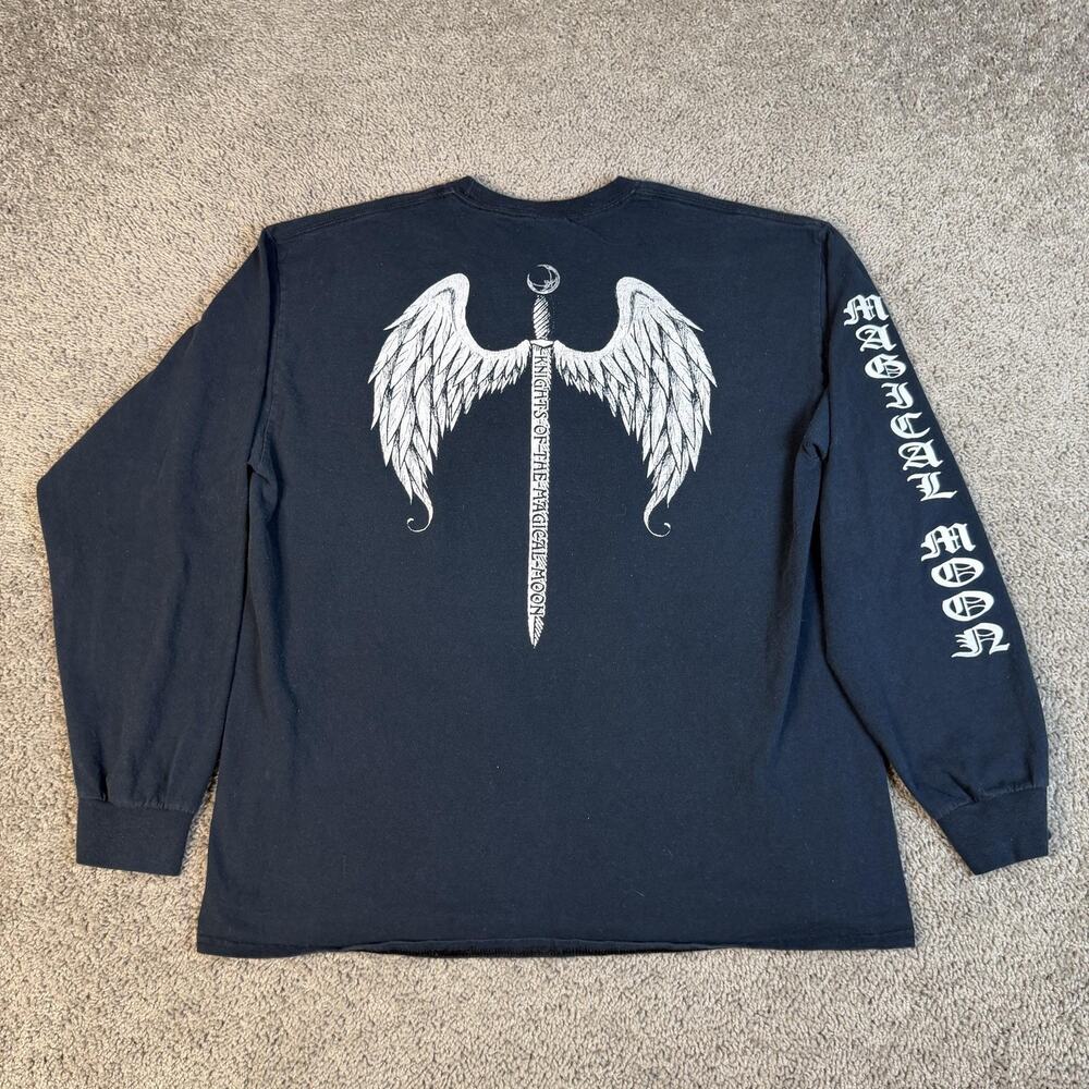 Knights Of The Magical Moon Shirt Mens XL Black White Sword Long Sleeve Graphic